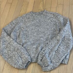 Urban Outfitters Gray Pearl-Studded Sweater